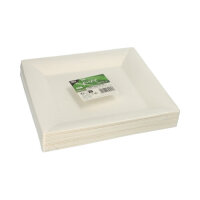 250 Fingerfood - Teller, Zuckerrohr "pure" eckig 1,5 cm x 20,3 cm x 20,3 cm weiss