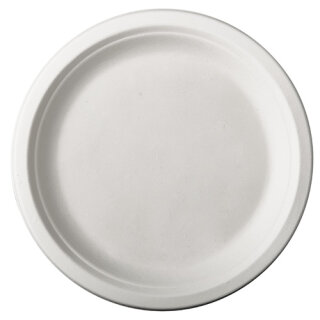 100 Teller, Zuckerrohr "pure" ungeteilt Ø 26 cm · 2 cm weiss