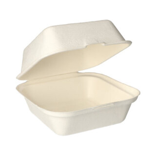 500 Hamburger-Boxen, Zuckerrohr "pure" 8 cm x 14 cm x 15 cm weiss