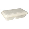 500 Menüboxen, Zuckerrohr "pure" 2-geteilt 6,5 cm x 24 cm x 15,5 cm weiss