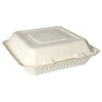 300 Menüboxen, Zuckerrohr "pure" ungeteilt 8 cm x 25,5 cm x 25,5 cm weiss