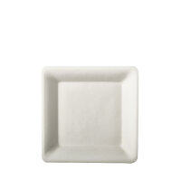 144 Teller, Zuckerrohr "pure" eckig 15,5 cm x 15,5 cm weiss