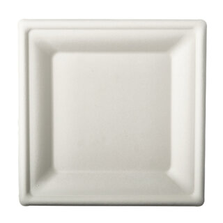 144 Teller, Zuckerrohr "pure" eckig 20 cm x 20 cm weiss