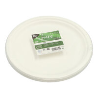 144 Teller, Zuckerrohr "pure" ungeteilt Ø 26 cm · 2 cm weiss