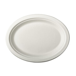 500 Teller, Zuckerrohr "pure" oval 26 cm x 20 cm x 2 cm weiss