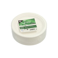 500 Teller, Zuckerrohr "pure" ungeteilt Ø 18 cm · 2 cm weiss