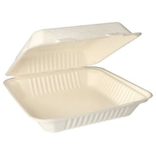 125 Menüboxen, Zuckerrohr "pure" ungeteilt 8 cm x 25,5 cm x 25,5 cm weiss
