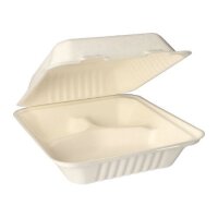 125 Menüboxen, Zuckerrohr "pure" 3-geteilt 7,7 cm x 20 cm x 22 cm weiss