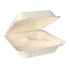 125 Menüboxen, Zuckerrohr "pure" 3-geteilt 7,7 cm x 20 cm x 22 cm weiss