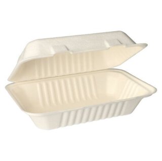 125 Menüboxen, Zuckerrohr "pure" ungeteilt 7,9 cm x 23 cm x 15,5 cm weiss