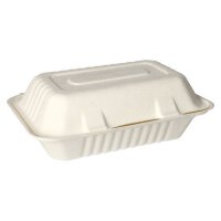125 Menüboxen, Zuckerrohr "pure" ungeteilt 7,9 cm x 23 cm x 15,5 cm weiss