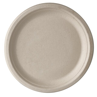 500 Teller, Zuckerrohr "pure" ungeteilt Ø 23 cm · 2 cm natur
