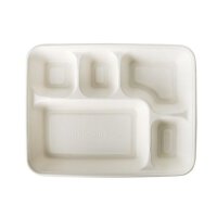 125 Menü-Trays, Zuckerrohr "pure" 5-geteilt 3,7 cm x 22 cm x 28,2 cm weiss
