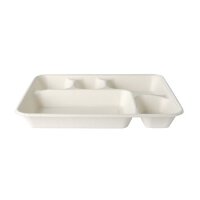 125 Menü-Trays, Zuckerrohr "pure" 5-geteilt 3,7 cm x 22 cm x 28,2 cm weiss