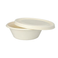 100 Schalen, Zuckerrohr "pure" 600 ml Ø 17 cm · 5,5 cm weiss