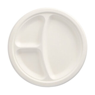 500 Teller, Zuckerrohr "pure" 3-geteilt Ø 23 cm · 2 cm weiss
