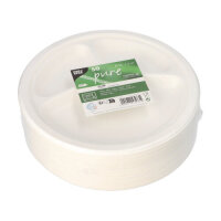 500 Teller, Zuckerrohr "pure" 3-geteilt Ø 23 cm · 2 cm weiss