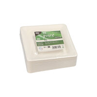 500 Teller, Zuckerrohr "pure" eckig 15,5 cm x 15,5 cm weiss