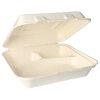 125 Menüboxen, Zuckerrohr "pure" 3-geteilt 8 cm x 24 cm x 24 cm weiss