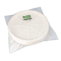 50 Servierplatten, Zuckerrohr "pure" rund Ø 47 cm weiss für Meeresfrüchte