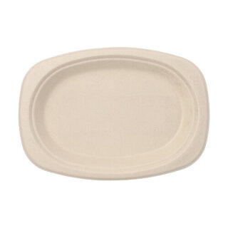 500 Teller, Zuckerrohr "pure" oval 23 cm x 16 cm x 2 cm natur