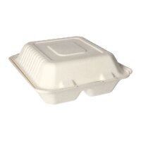 125 Menüboxen, Zuckerrohr "pure" 2-geteilt 7,7 cm x 20 cm x 22 cm weiss