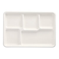 125 Menü-Trays, Zuckerrohr "pure" 5-geteilt 2,4 cm x 21,6 cm x 31,7 cm weiss