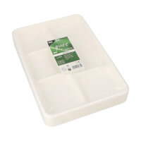 125 Menü-Trays, Zuckerrohr "pure" 5-geteilt 2,4 cm x 21,6 cm x 31,7 cm weiss