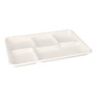 125 Menü-Trays, Zuckerrohr "pure" 5-geteilt 2,4 cm x 21,6 cm x 31,7 cm weiss