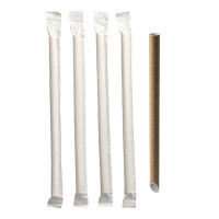 1200 Bubble Tea Halme Papier "pure" Ø 12 mm · 20 cm braun einzeln gehüllt, einseitig spitz