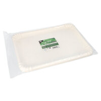 120 Servierplatten, Zuckerrohr "pure" eckig 26 cm x 35 cm weiss