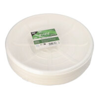 50 Servierplatten, Zuckerrohr "pure" rund Ø 35 cm weiss für Meeresfrüchte