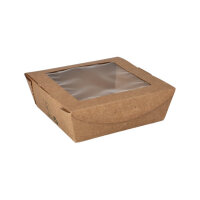 120 Feinkostboxen Pappe "pure" eckig 650 ml 4,5 cm x 12 cm x 12 cm braun "100% Fair"