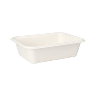 300 Schalen, Zuckerrohr "pure" ungeteilt 5,6 cm x 15,3 cm x 20,3 cm weiss