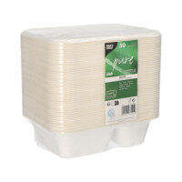 300 Schalen, Zuckerrohr "pure" 2-geteilt 5,6 cm x 15,3 cm x 20,3 cm weiss