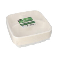 100 Teller Zuckerrohr "pure" 3-geteilt 5 cm x 22,8 cm x 22,8 cm