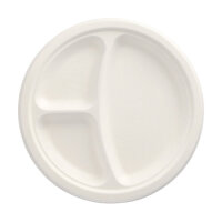 144 Teller, Zuckerrohr "pure" 3-geteilt Ø 23 cm · 2 cm weiss