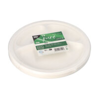 144 Teller, Zuckerrohr "pure" 3-geteilt Ø 23 cm · 2 cm weiss