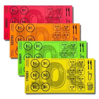 10 € VERZEHRKARTEN Blöcke, 50 Blatt, 4 Farben