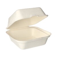 200 Hamburger-Boxen Zuckerrohr "pure" 8 cm x 14 cm x 15 cm weiss