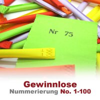 Regenbogenlose, Gewinnlose 1 - 100, optional mit Nieten...