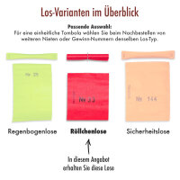 Röllchenlose bunt, 50 Gewinnlose, mögliche Nummerierung 1001 - 2000