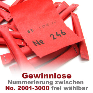 Sicherheitslose rot, 50 Gewinnlose, mögliche Nummerierung 2001 - 3000