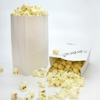 Popcorntüten, weiß, 50 Stück Blockbodenbeutel, 1,0 l (10,5 x 6 x 17 cm)