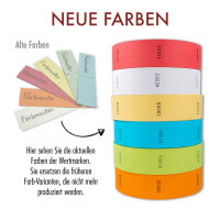 Wertmarken Biermarken Essensmarken Getränkemarken Pfandmarken auf der Rolle, 1000 Abrisse EUR 2,50 orange