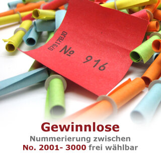 Röllchenlose bunt, 50 Gewinnlose, mögliche Nummerierung 2001 - 3000 2601 - 2650