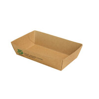 400 Snacktrays, Pappe "pure" 3,5 cm x 7 cm x 12 cm braun "100% Fair" mittel