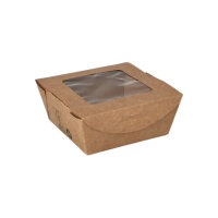 480 Feinkostboxen Pappe "pure" eckig 350 ml 4,5 cm x 9 cm x 9 cm braun "100% Fair"