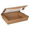 120 Feinkostboxen, Pappe mit Sichtfenster aus PLA "pure" eckig 1500 ml 4,5 cm x 21 cm x 16 cm braun "100% Fair"