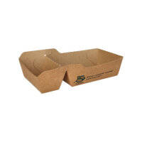 480 Pommes-Frites-Trays, Pappe "pure" 2-geteilt 3,5 cm x 7 cm x 14,5 cm braun "100% Fair" klein